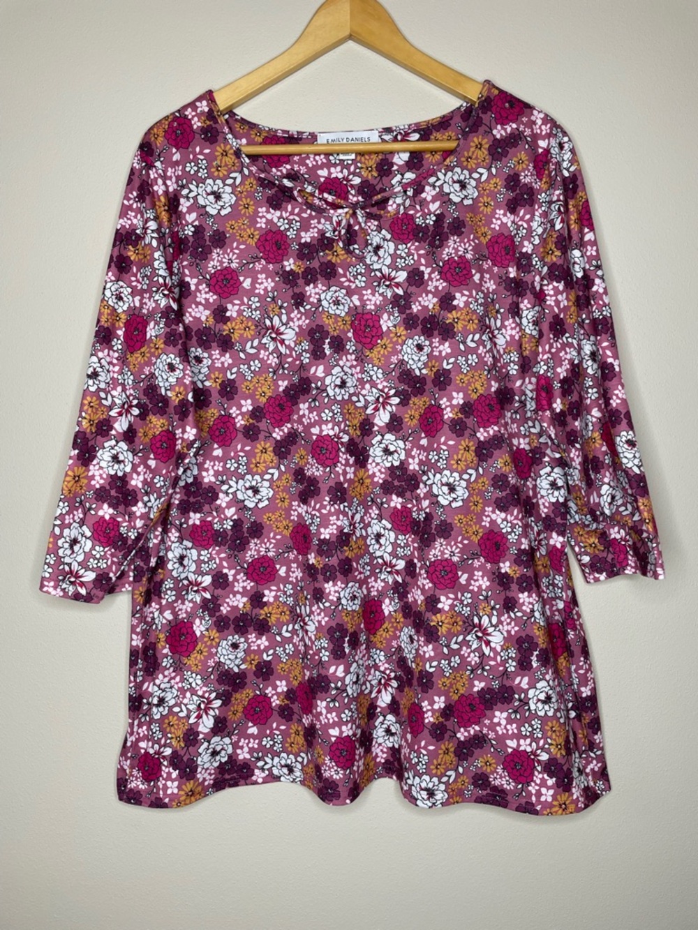 Lively Floral Long Sleeve Tee - Pink Multicolor